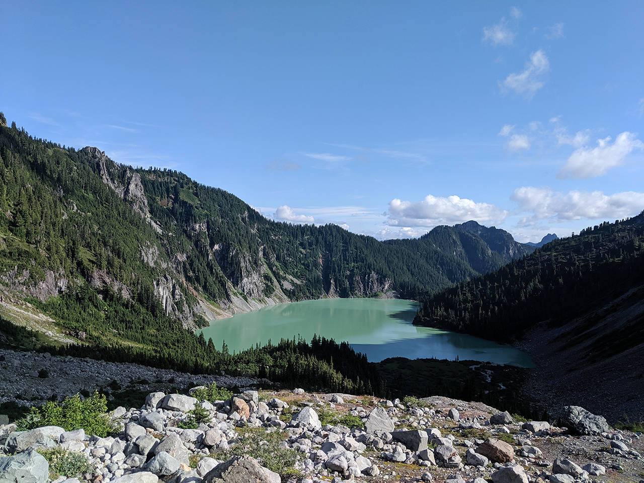 When Columbia Glacier vanishes, Blanca Lake’s Instagram-worthy green waters will slowly turn blue. (Zachariah Bryan / The Herald)
