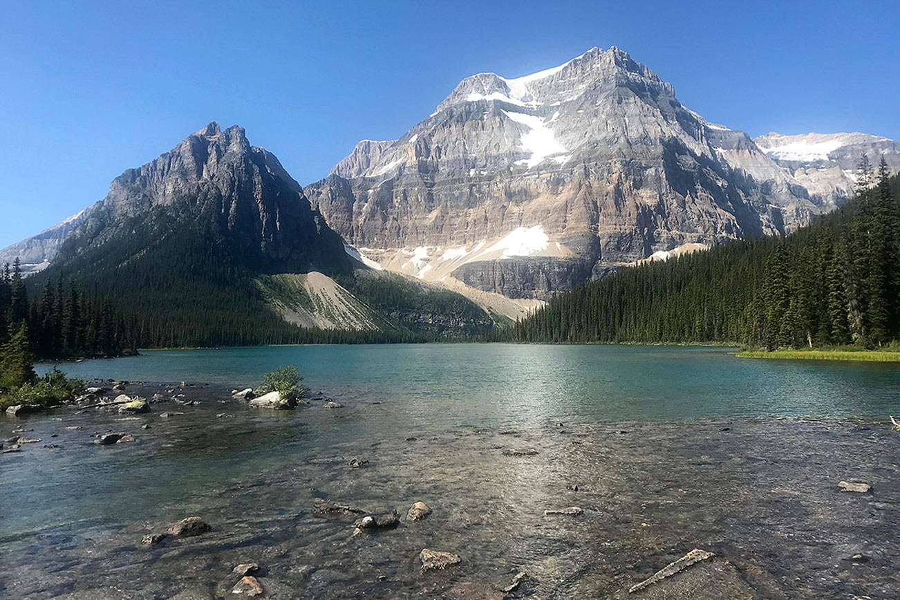 Photos by Louis Krauss | Grays Harbor News Group                                Day One: Shadow Lake in Banff National Park, with Mount Ball rising behind it, was a major highlight of the four-day hike.