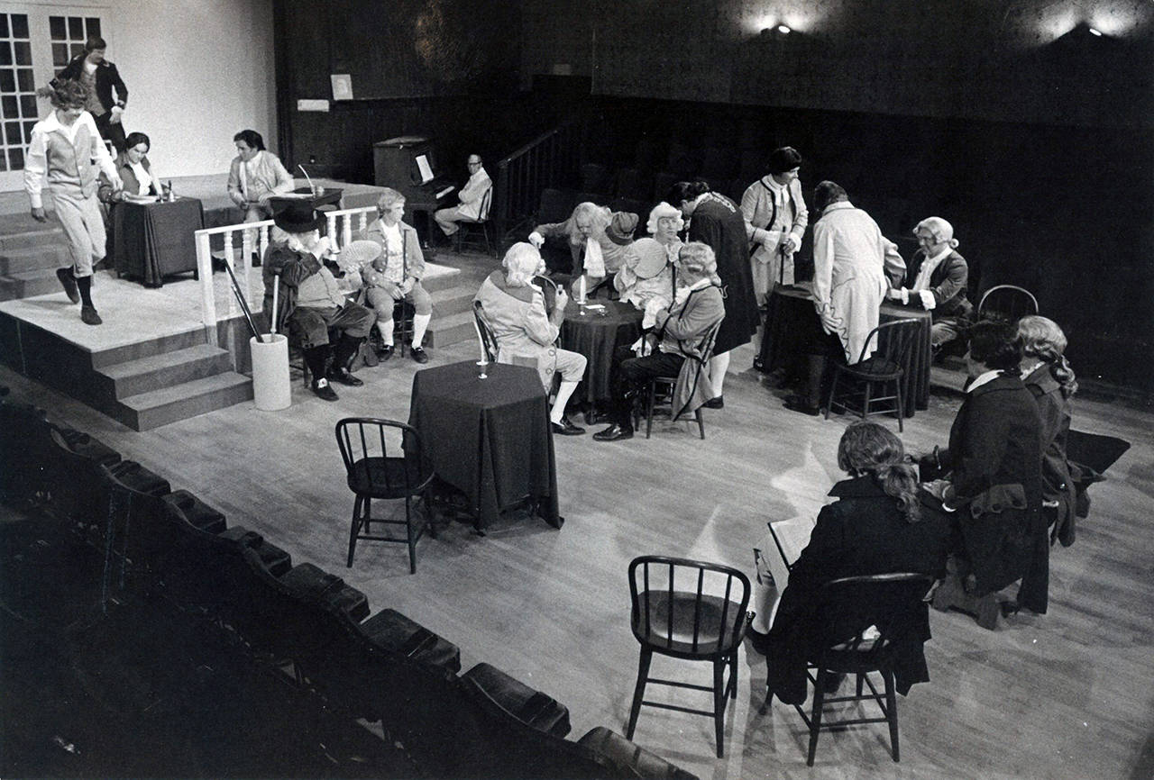Photo courtesy Driftwood Players                                In 1976, the Driftwood Players presented “1776” on the Hoquiam facility’s thrust stage, which jutted out into the seating area.