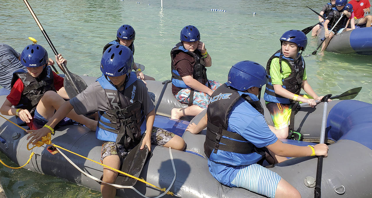 Group rafting was one of the skills students learned at Space Camp for Interested Visually Impaired Students.