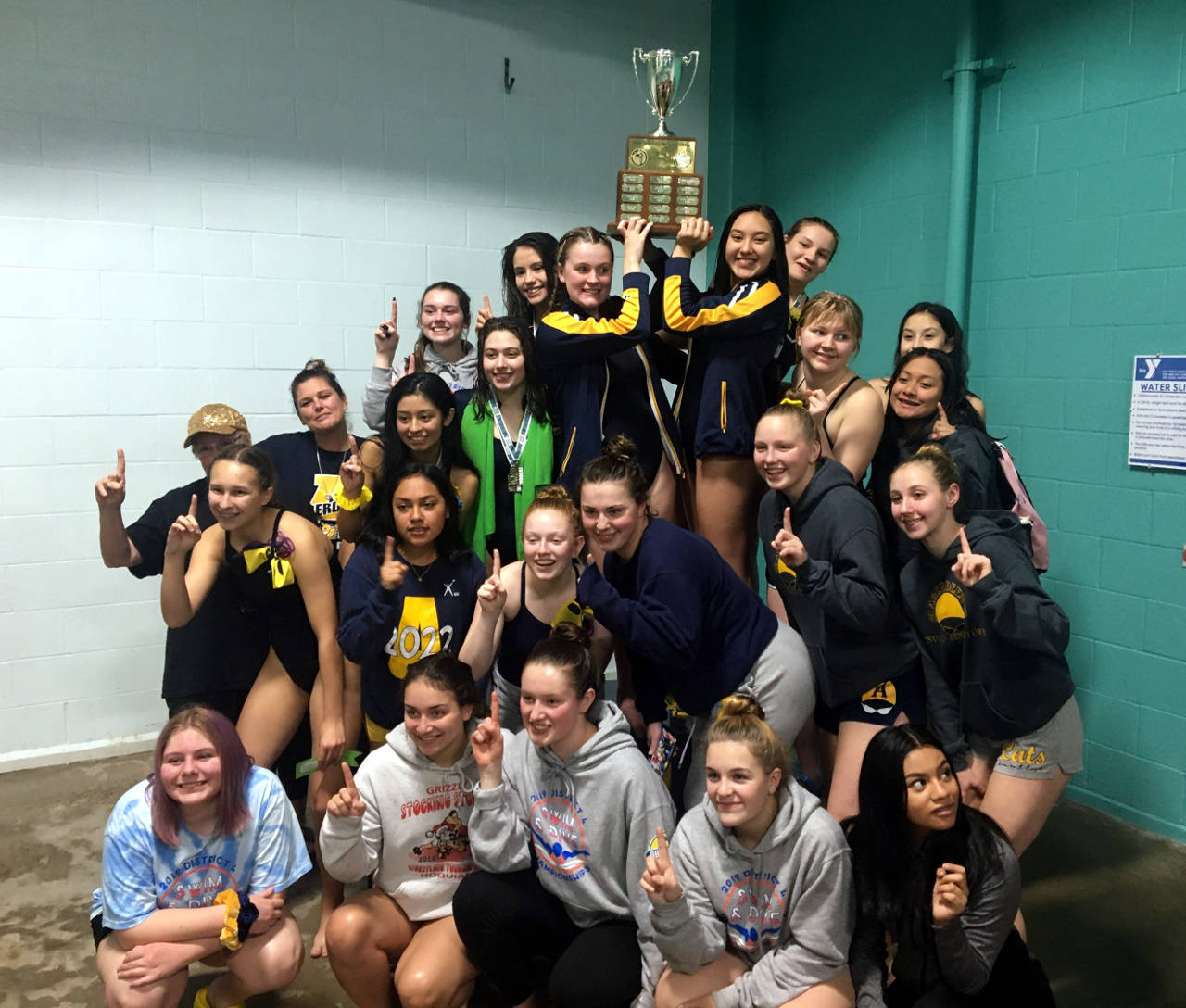Aberdeen’s girls swim team won its seventh straight district championship on Saturday at the Grays Harbor YMCA. (Submitted photo)