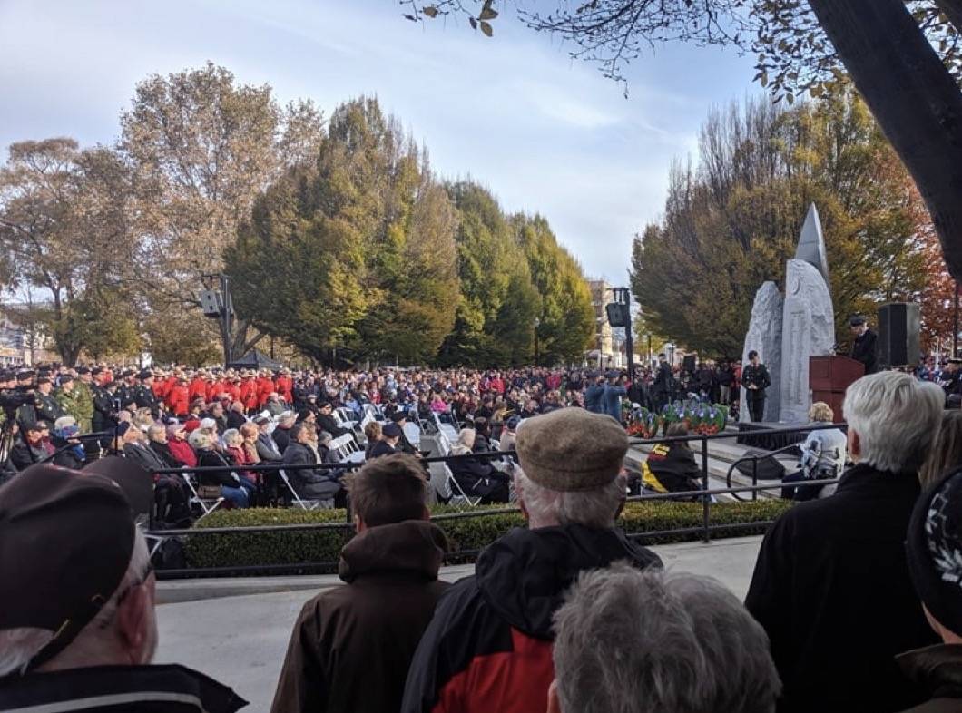 Hundreds attended the downtown Kelowna Remembrance Day event on Monday (Connor Trembley - Kelowna Capital News)