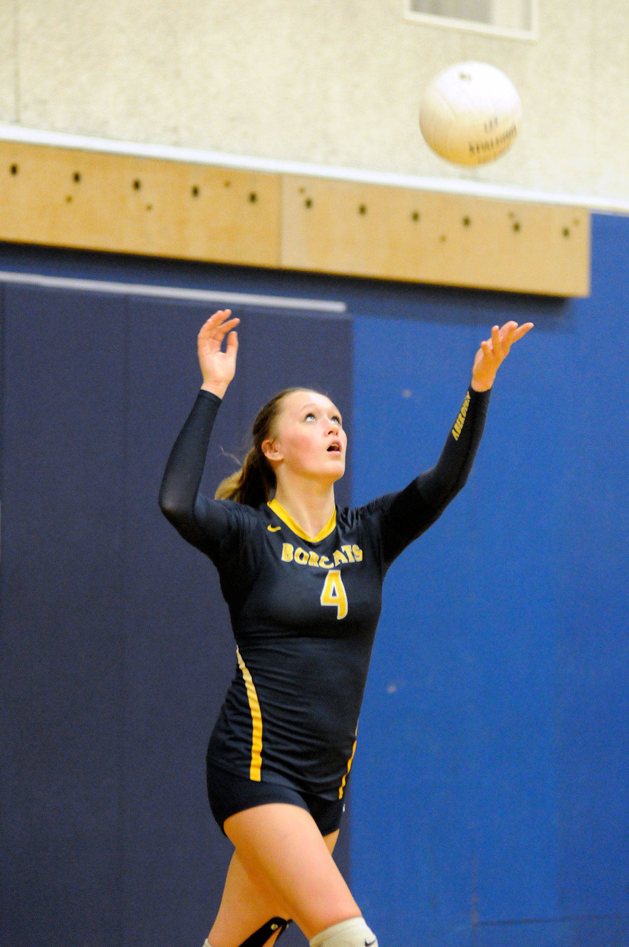 Aberdeen senior Kennedy Pruett, seen here in a file photo, was named to the 2A Evergreen League’s Second Team after leading the Bobcats with 113 kills and 22 blocks in 2019. (Ryan Sparks | Grays Harbor News Group)