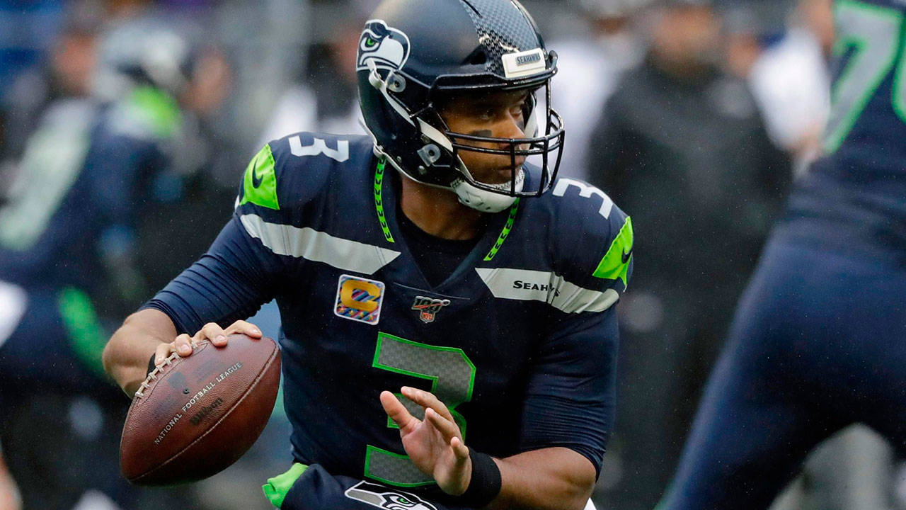 Seattle Seahawks quarterback Russell Wilson, seen here in an file photo, said ‘It’s great to be in the conversation’ regarding the race for NFL MVP. (Elaine Thompson | Associated Press)