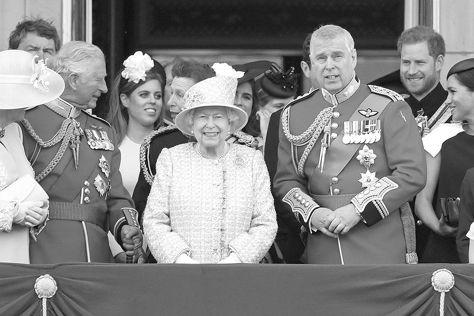 Chris Jackson/Getty Images                                 Queen Elizabeth II, center, and Prince Andrew, Duke of York, right, during Trooping The Colour, the Queen’s annual birthday parade on June 8 in London.
