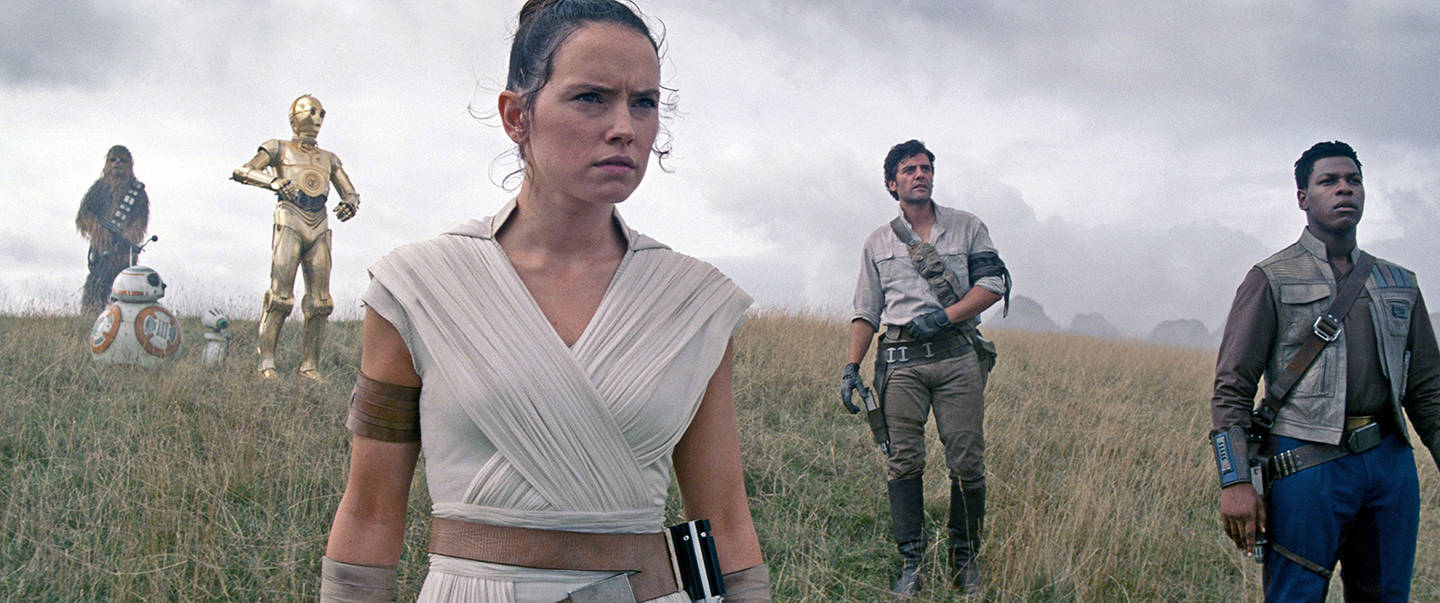Walt Disney Studios Motion Pictures/Lucasfilm Limited                                Returning cast members for “Star Wars: The Rise of Skywalker” include (from left) Daisy Ridley as Rey, Oscar Isaac as Poe and John Boyega as Finn.