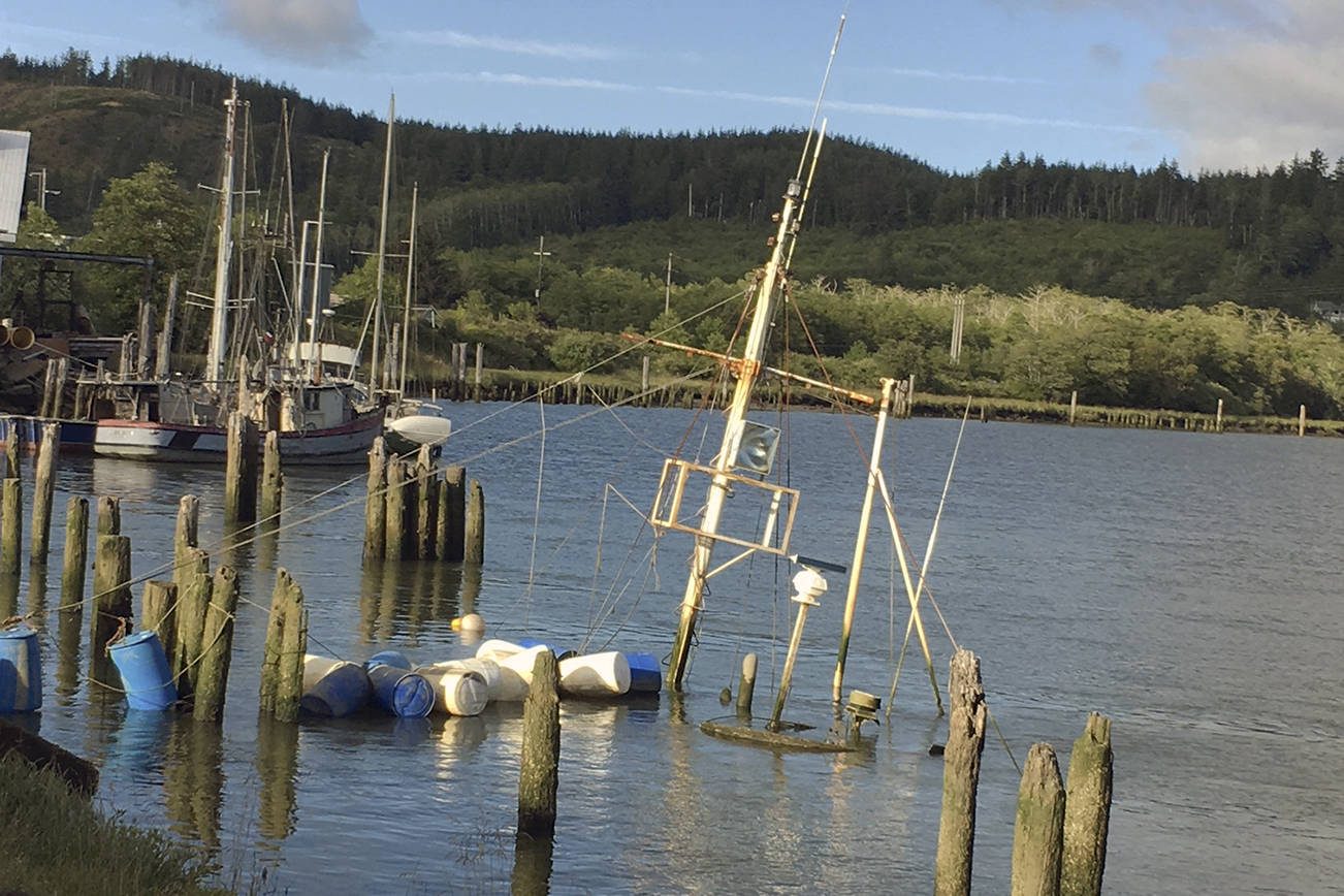 KAT BRYANT | GRAYS HARBOR NEWS GROUP                                The Lady Grace, an 80-foot commercial fishing vessel that sank in the Hoquiam River in March 2018, has disappeared as contractors were bidding for its removal.