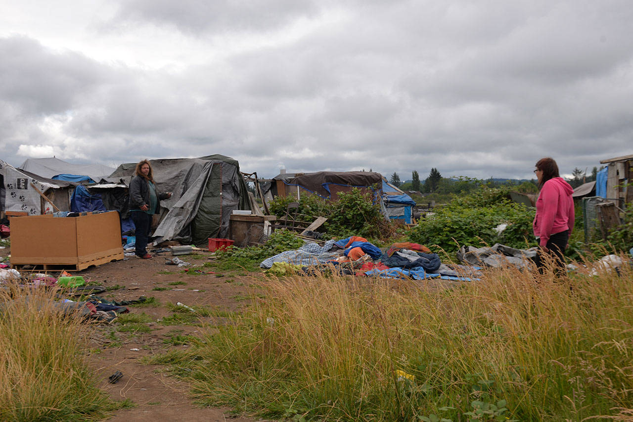 (Grays Harbor News Group file) This photo was taken at the area known as the river camp in Aberdeen in July of 2018. It has since been cleared and many who lived there were relocated to a homeless camp behind City Hall.