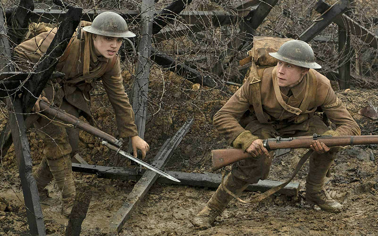 Francois Duhamel | Universal Pictures and DreamWorks Pictures                                Dean-Charles Chapman and George MacKay star in “1917.”