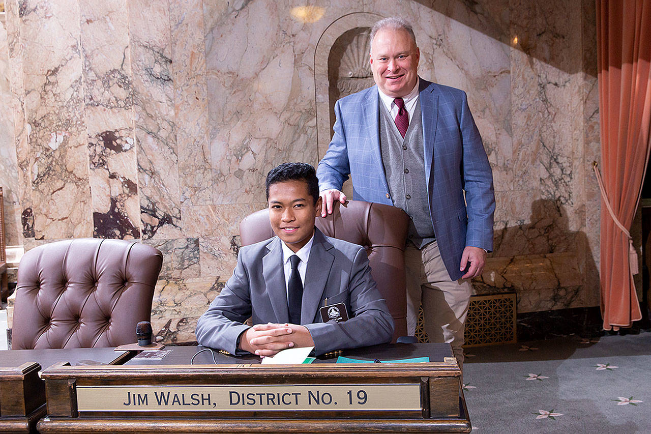 Rep. Jim Walsh with House page Lucas Lund. (Courtesy photo)