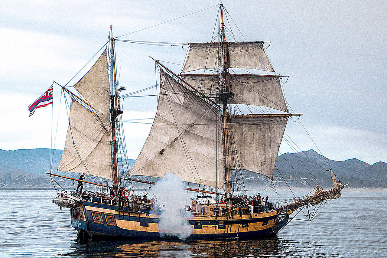 The tall ship Hawaiian Chieftain during a battle sail in 2017. (File photo by Meg Patterson)