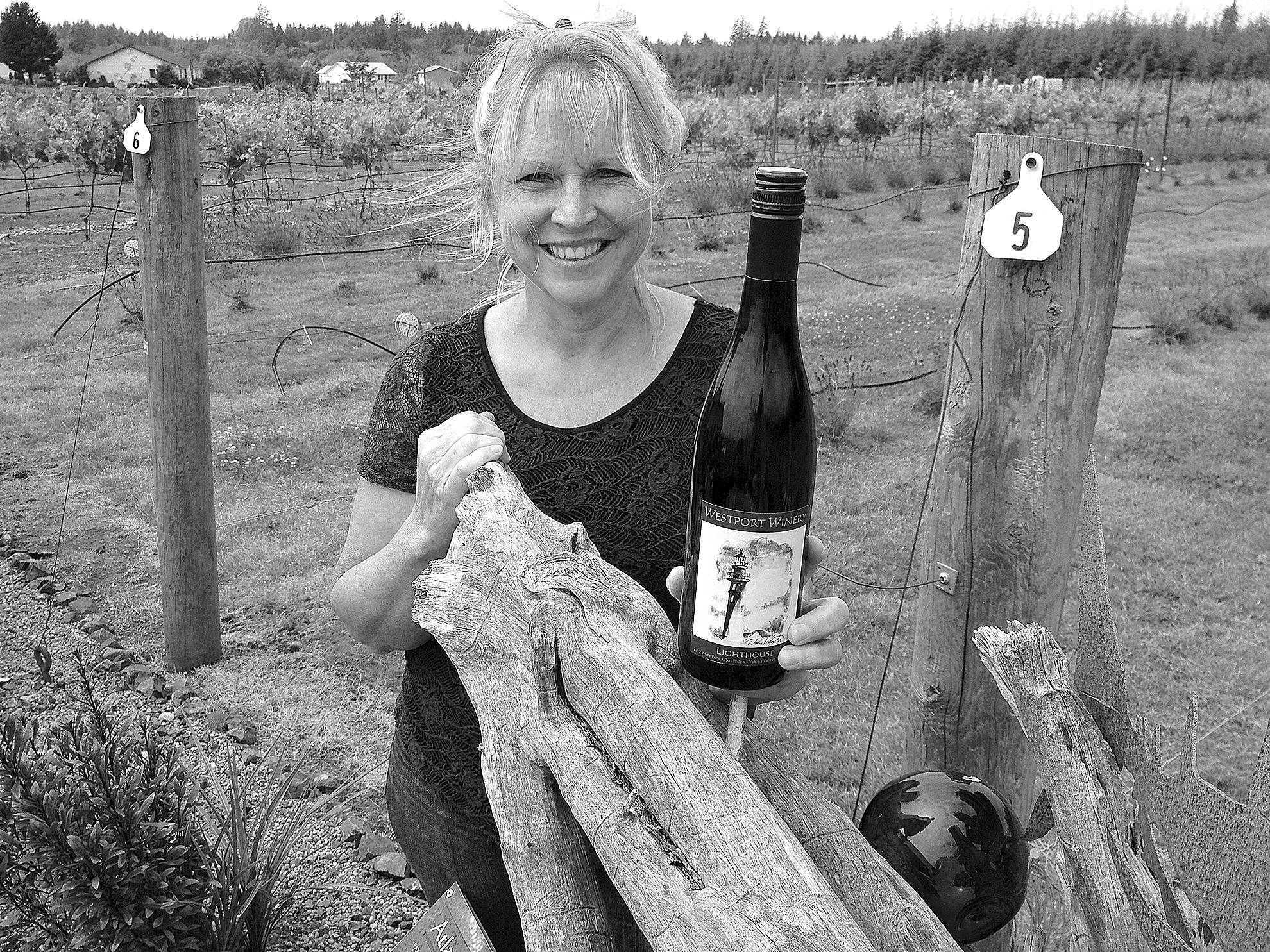 Eric Degerman/Great Northwest Wine                                 Kim Roberts, who co-founded Westport Winery Garden Resort in 2008 with her husband, Blain, used some of her family’s Riesling to help produce hand sanitizer for law enforcement and first responders in and around Grays Harbor County.