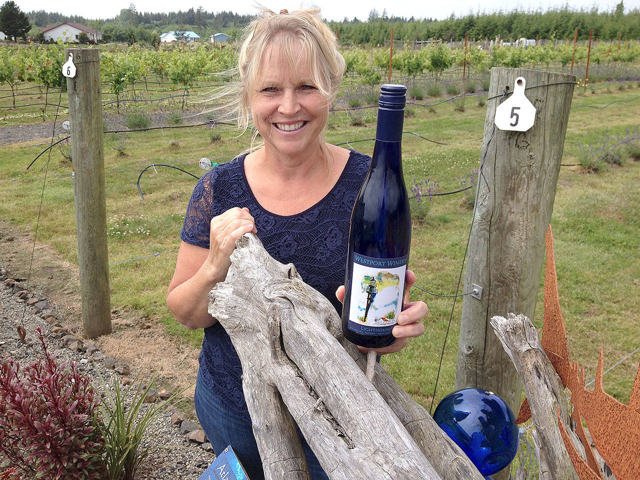 Kim Roberts, who co-founded Westport Winery Garden Resort in 2008 with her husband, Blain, used some of her family’s Riesling to help produce hand sanitizer for law enforcement and first responders in and around Grays Harbor County. (Eric Degerman/Great Northwest Wine)