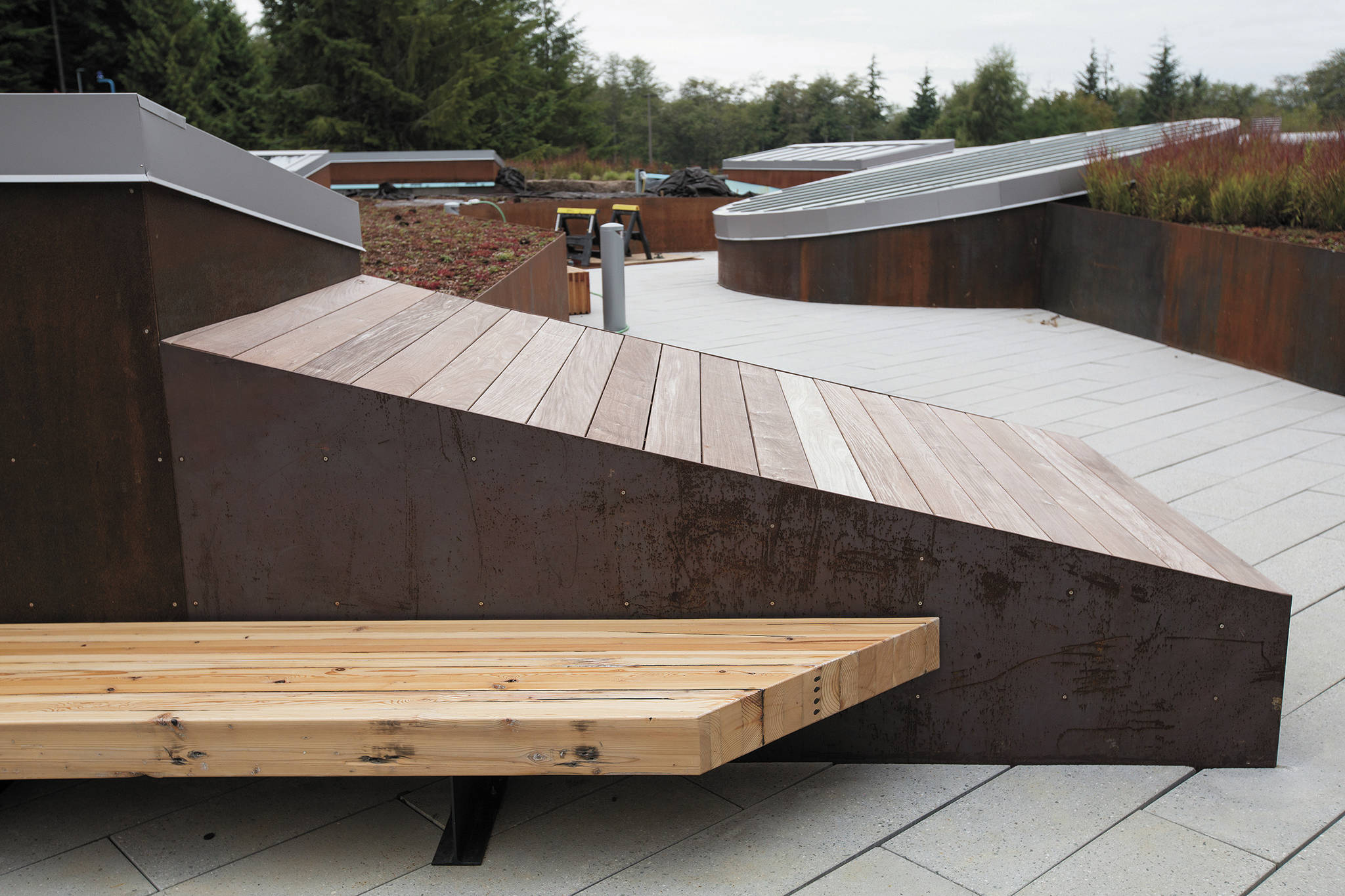 The Daily World file | Outside the Schermer Building on the Grays Harbor College campus. The school is preparing to offer classes remotely for spring quarter. The “podium” at the new Schermer Building features a green roof.