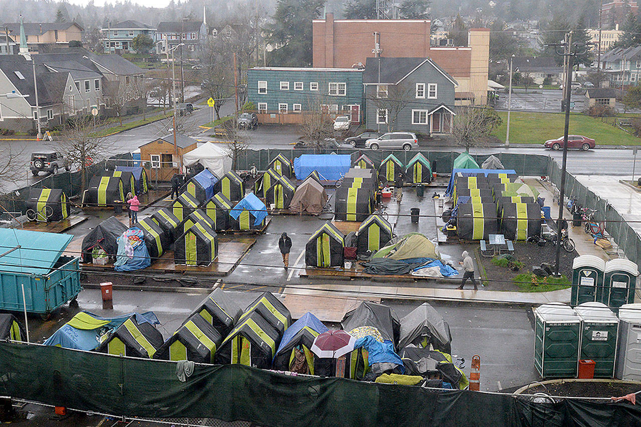 FILE PHOTO                                 The homeless tent camp behind Aberdeen City Hall will close May 15.