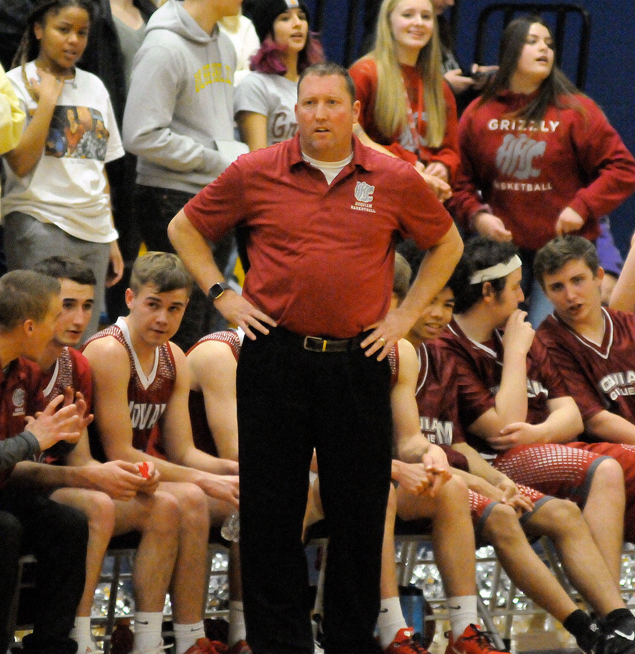 Curtis Eccles, seen here during a game in 2019, resigned as Hoquiam boys basketball head coach after 14 years. (Daily World File Photo)