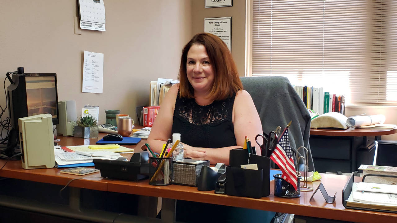 Lynette Buffington, the new CEO of Greater Grays Harbor, sits in her Aberdeen office on Monday. Buffington believes there are business opportunities available for Grays Harbor County during the COVID-19 pandemic. (Ryan Sparks | Grays Harbor News Group)