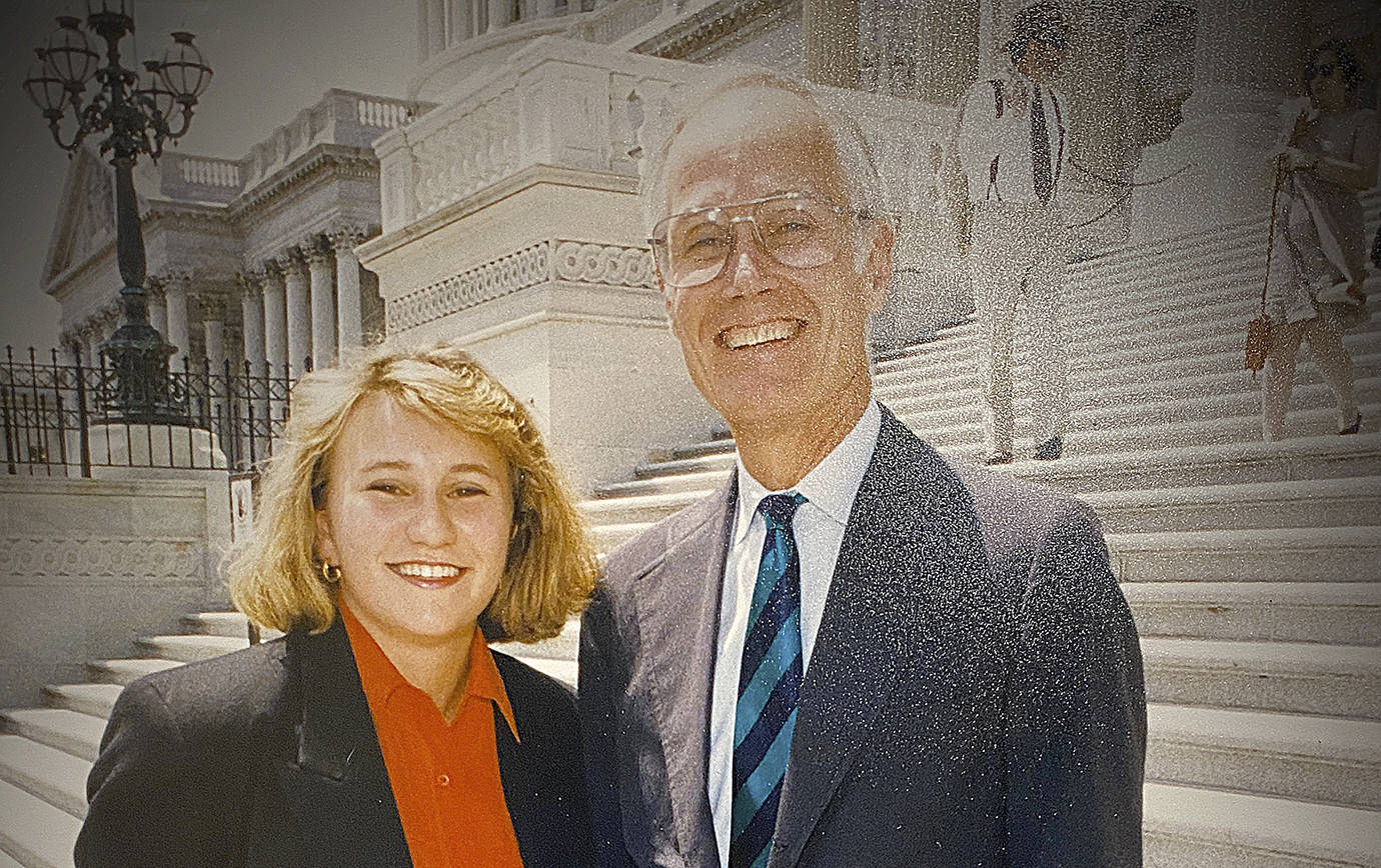 COURTESY PHOTO                                 Kellie Daniels and Slade Gorton in Washington, D.C. The year was 1992; Daniels was a junior at Washington State University and spent the summer as a Congressional intern.
