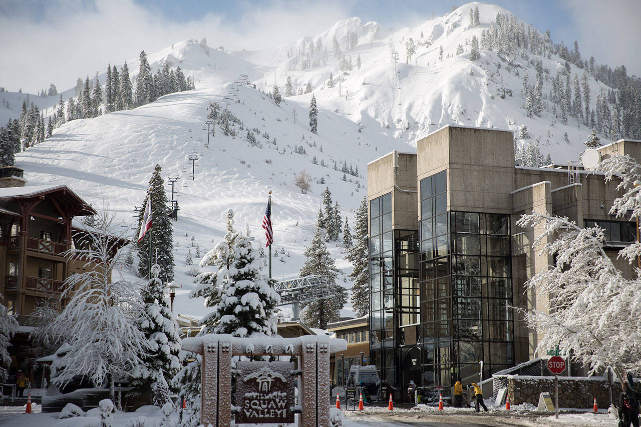 Image form Squaw Valley during the 2017 ski season. The resort has decided to drop the word “Squaw” from its name, ownership announced Tuesday. (Los Angeles Times file photo)