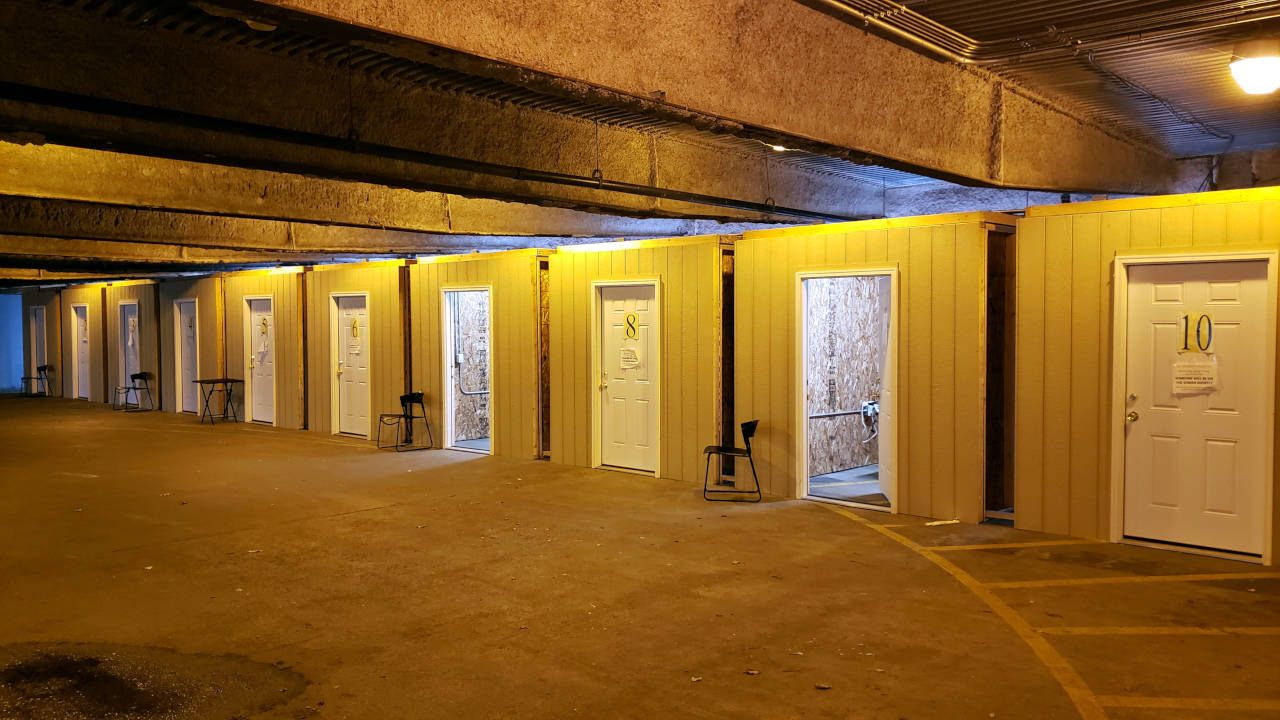 Eleven intake rooms were installed in the lover level of the parking garage at the CCAP Aberdeen facility. The rooms contain monitors which connect to CCAP coordinators located on the upper floors of the building. (Ryan Sparks | The Daily World)