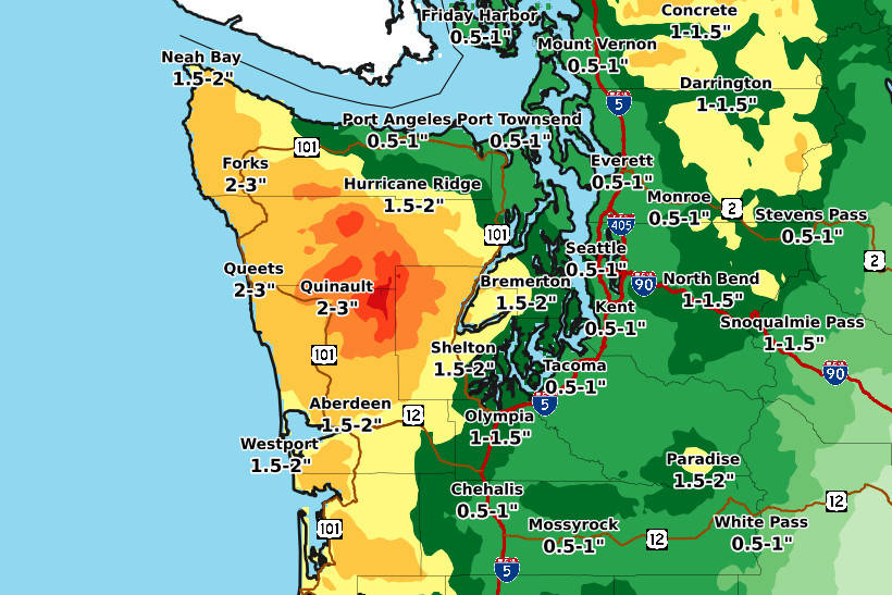 Heavy winds, rain expected to blanket area through Wednesday