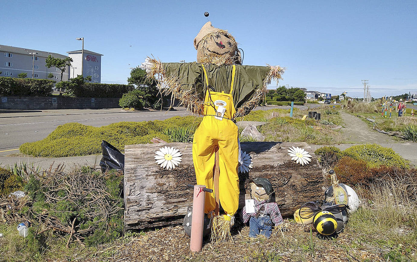 COURTESY JIM HUMMER One of the more than 20 scarecrows installed so far in the Ocean Shores scarecrow contest, running this month.