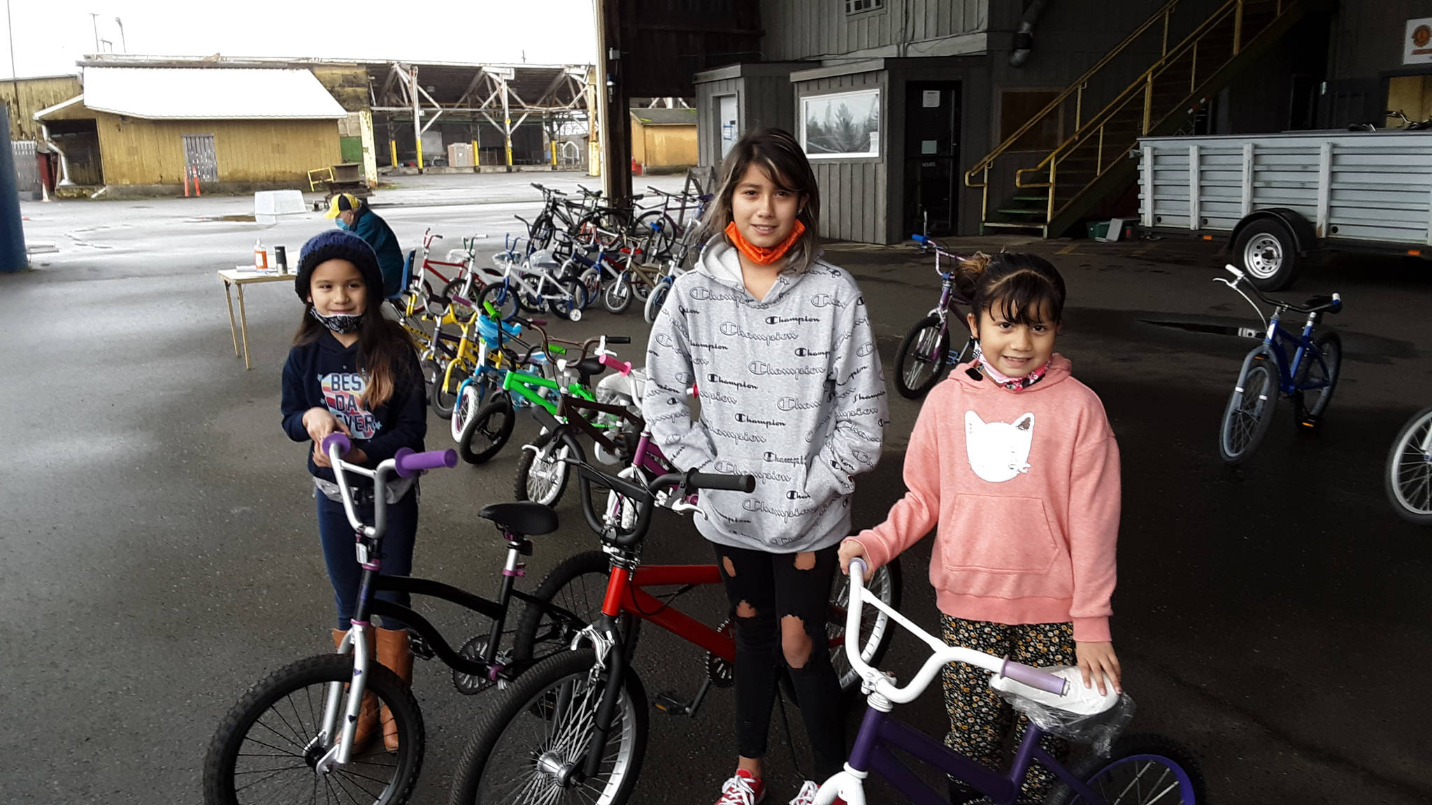Couresty photos 
From left: Emily, 7, Jenni, 12, and Naomi, 9, pose with their new bikes.