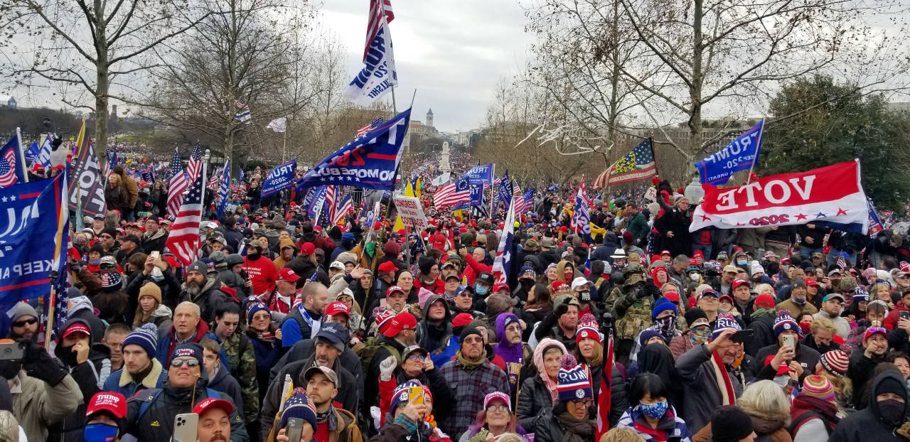 PHOTO BY PHILLIP PINE 
Thousands of pro-Trump protesters make there way toward the Capitol building on Wednesday, Jan. 6 in Washington D.C.