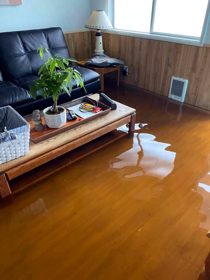 SUBMITTED PHOTO 
Floodwater is present in a room at the Echoes of the Sea Motel in Copalis Beach on Tuesday. All eight rooms, including the businesses RV and tent spaces, were flooded on Tuesday.