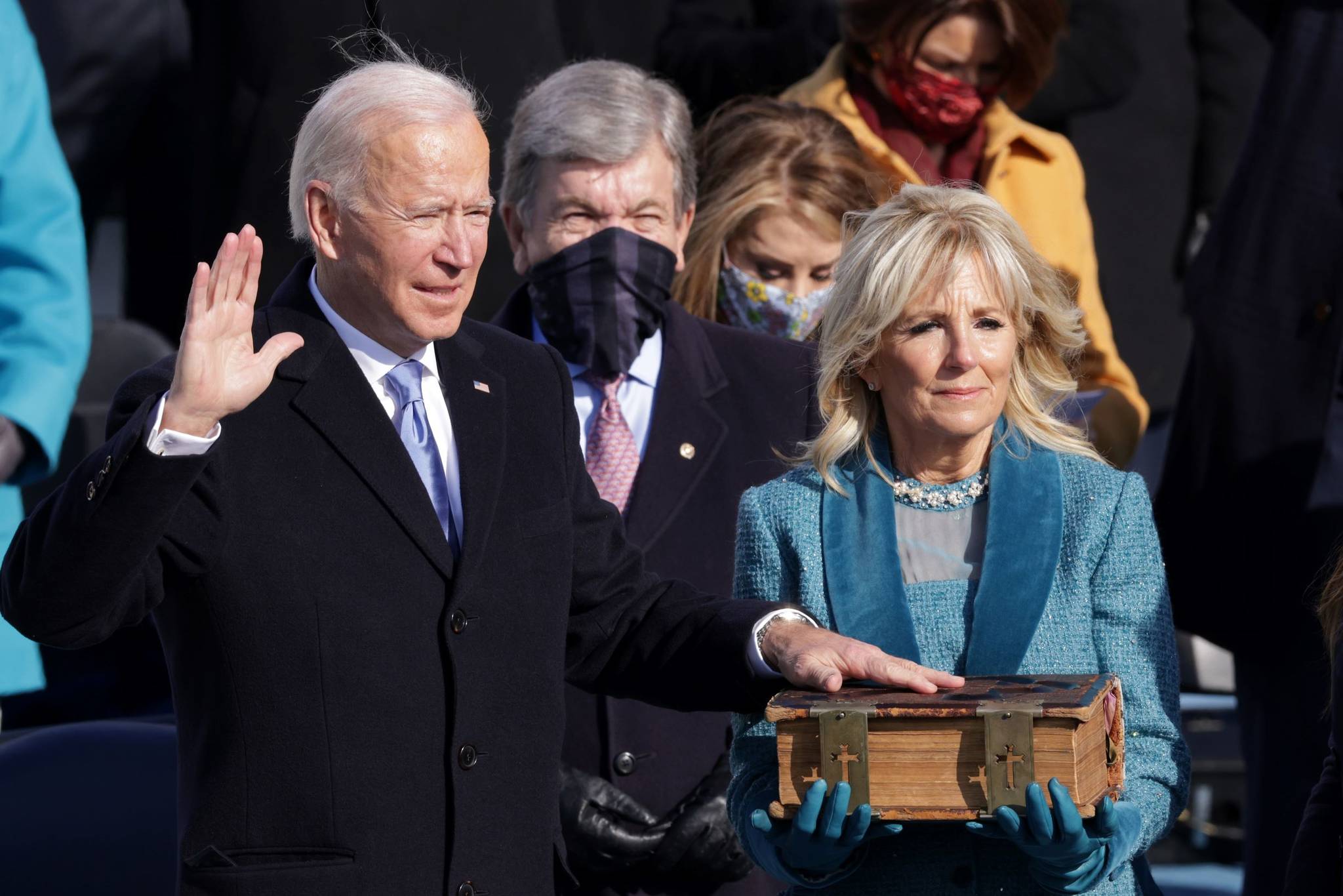 Alex Wong/Getty Images 
Joe Biden is sworn in as president during his inauguration on the West Front of the U.S. Capitol on Wednesday in Washington, D.C., to become the 46th president of the United States.
