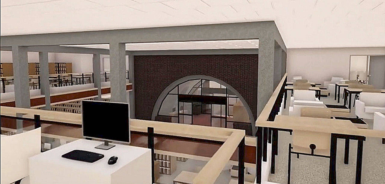 COURTESY IMAGEs
The design of the second floor of the Aberdeen Library will add 2,500 square feet of public space with additional seating, tables and charging stations.