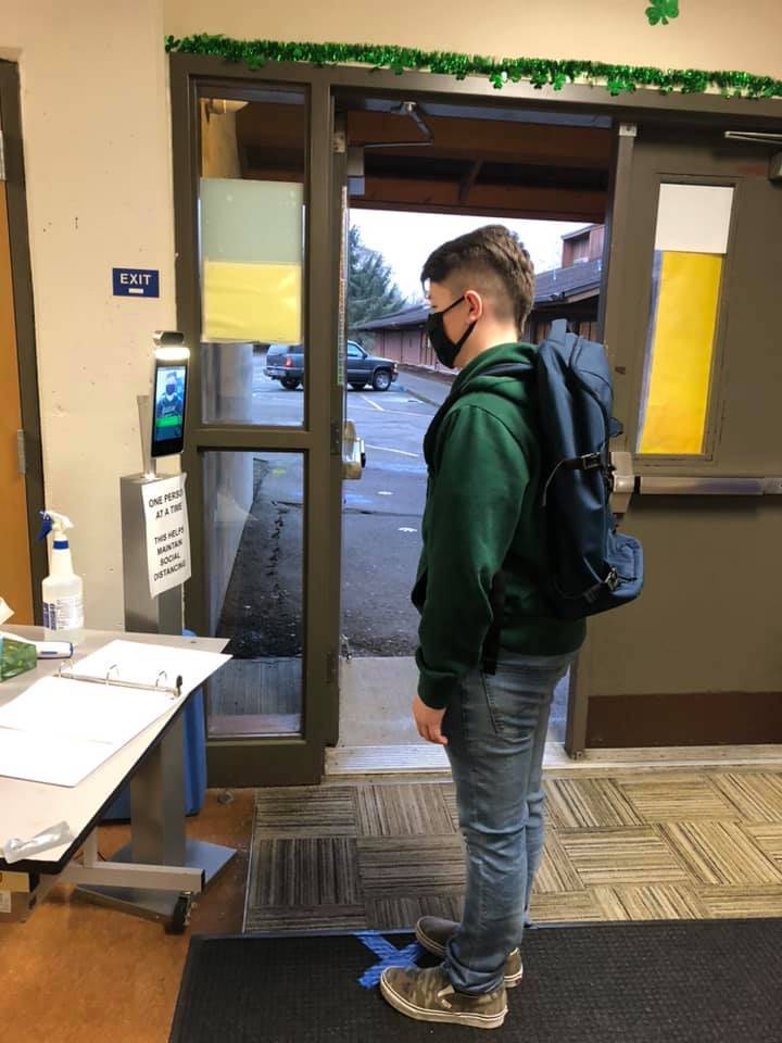 Miller Junior High photo 
Bradyn Baesteri was the first eighth-grader spotted in the Miller Junior High School building in a year.