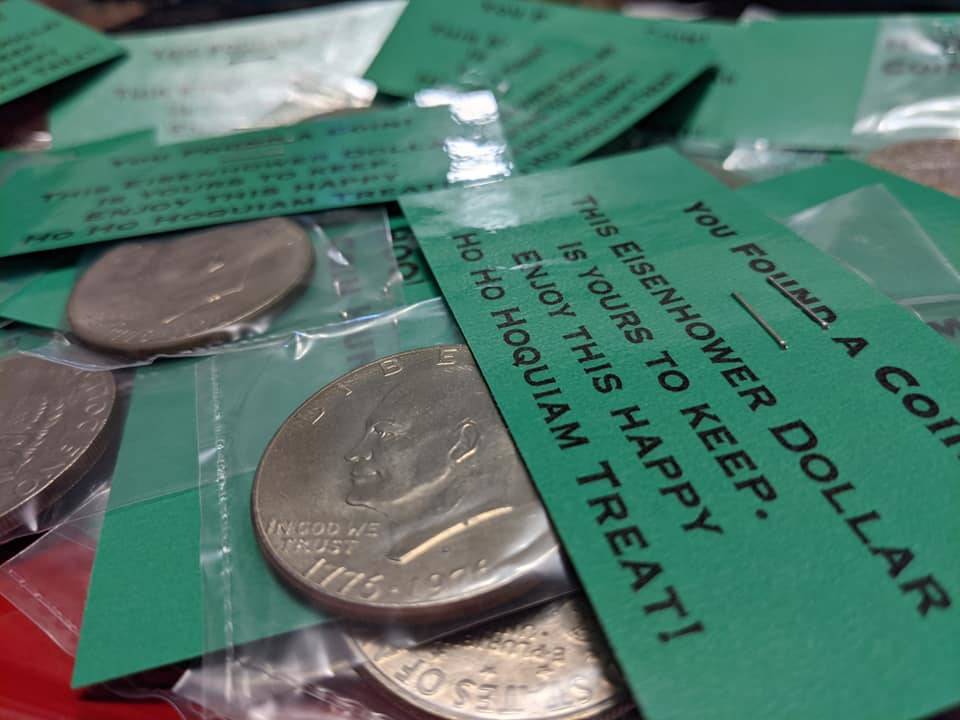 The City of Hoquiam posted to social media a December Coin Hunt which featured over $100 in Eisenhower Dollars and a gold coin worth around $180.