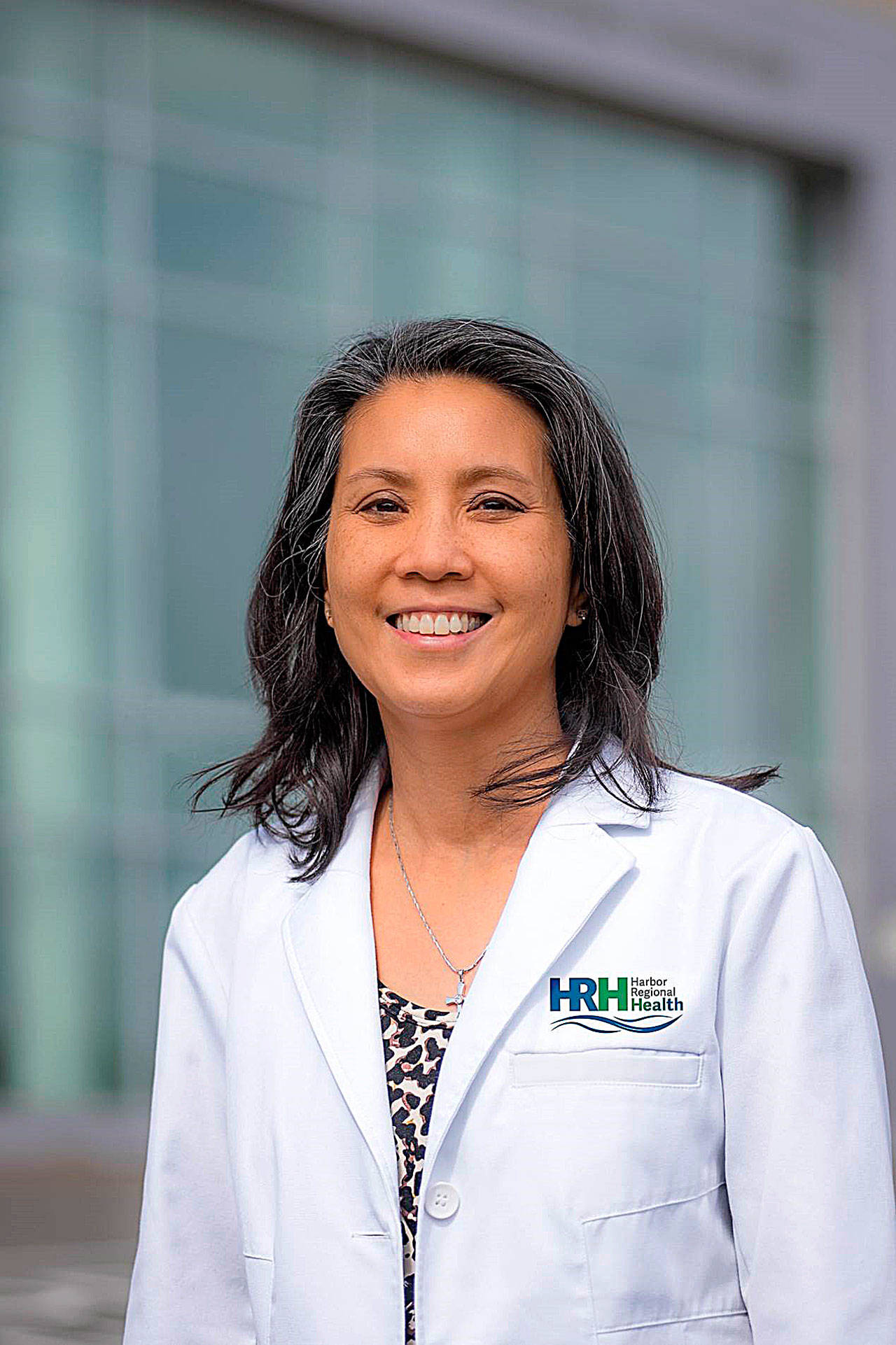 Dr. Anne Marie Wong sports the new Harbor Regional Health logo. (CHRIS MAJORS | GRAYS HARBOR COMMUNITY HOSPITAL)
