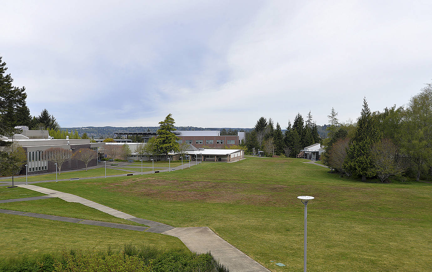 DAVE HAVILAND THE DAILY WORLD 
The current Hillier Union Building on the Grays Harbor College Campus as seen from the Gene Schermer Instructional Building. The new union building will be built north of the current building (to the right in the photo) overlooking Lake Swano.