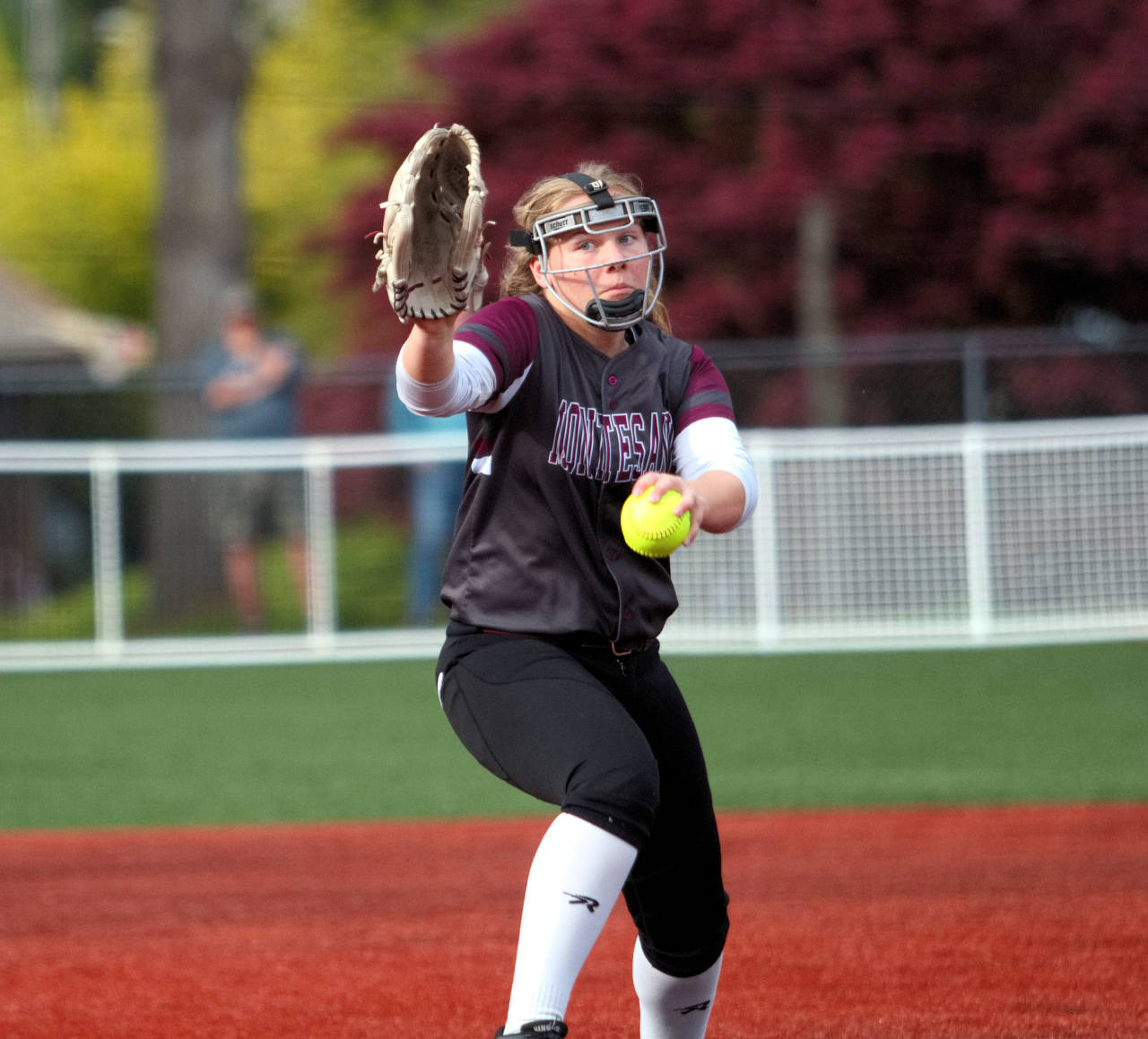 RYAN SPARKS | THE DAILY WORLD Montesano pitcher Reghann Fairbairn allowed just four hits in throwing a seven-inning shutout over Castle Rock in the 1A District 4 title game on Wednesday.