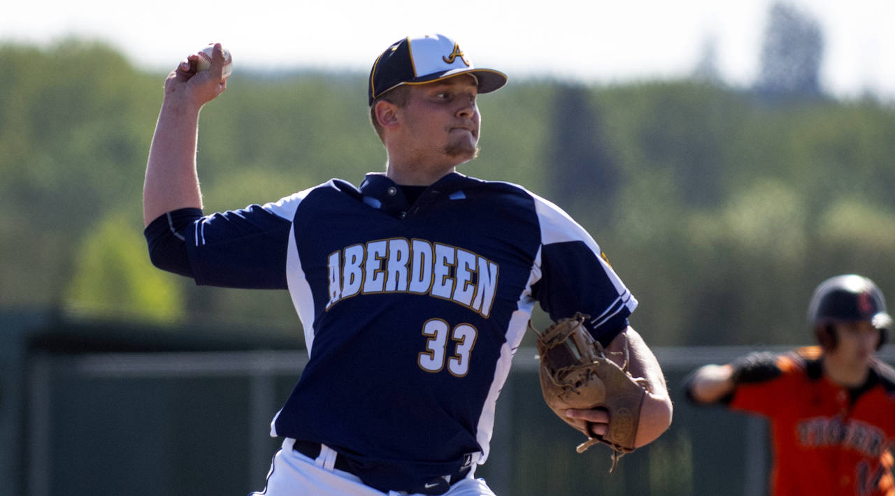 ERIC TRENT | THE CHRONICLE 
Aberdeen pitcher Eli Brown threw a complete-game shutout in leading the Bobcats to a 7-0 victory over Centralia in a 2A District 4 playoff game on Tuesday.