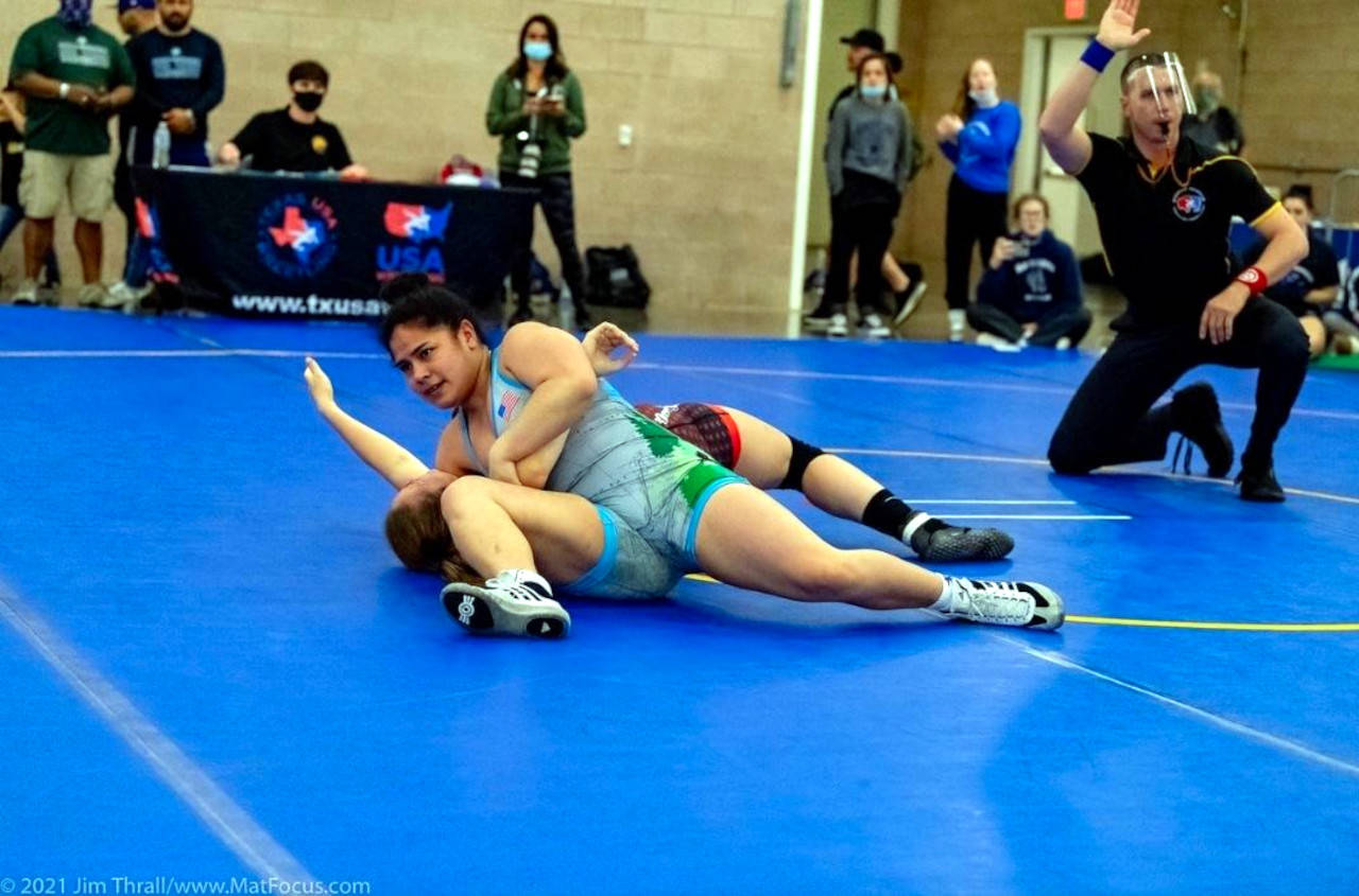 JIM THRALL | MATFOCUS.COM Grays Harbor College wrestler Jennifer Tongi placed fifth at the United World Wrestling Nationals and World Team Trials on May 8 in Texas. Tongi’s finish earned her All-American status by the organization.