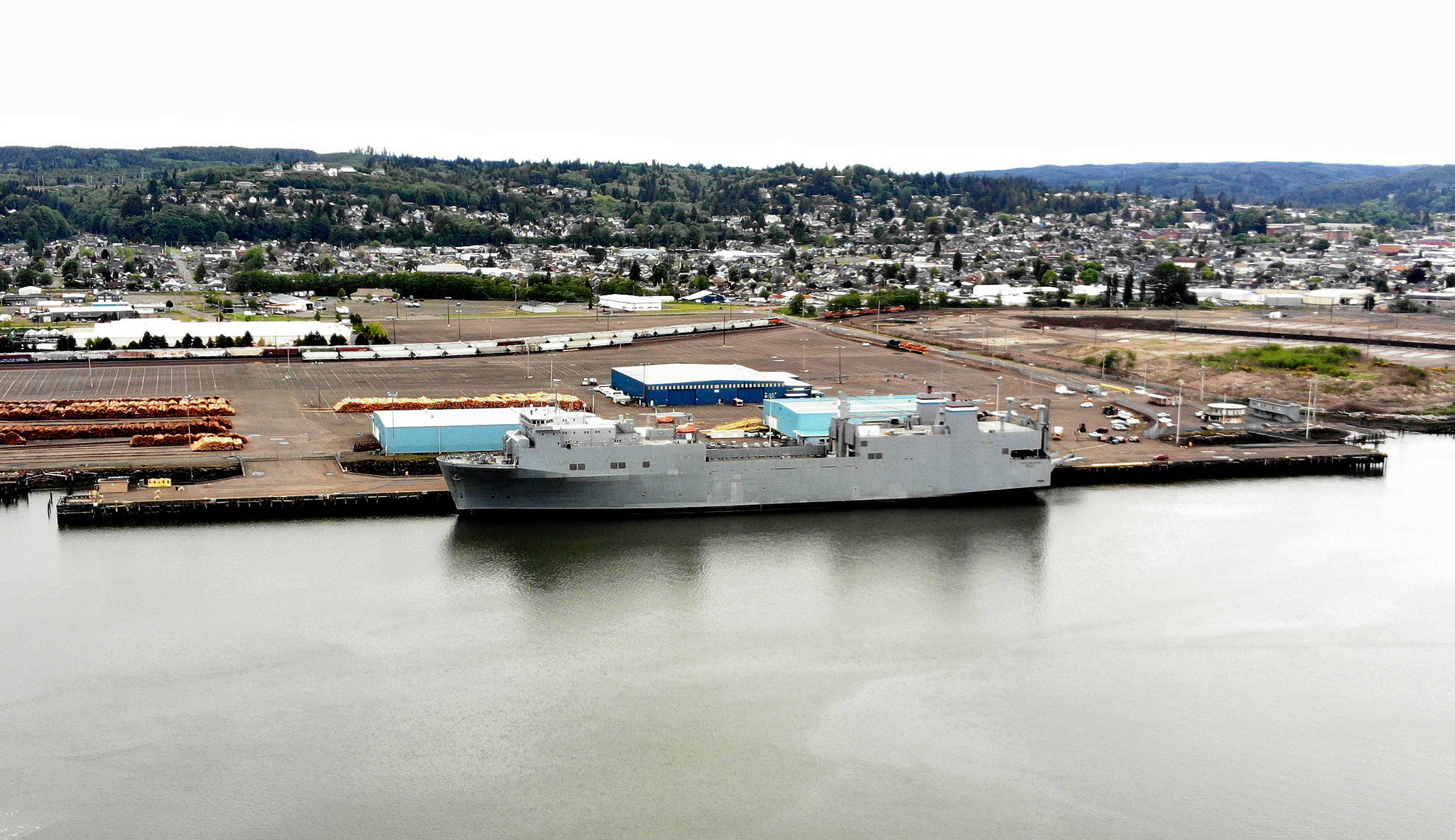 DAVE HAVILAND/THE DAILY WORLD 
The Cape Orlando — docked at the Port of Grays Harbor’s Terminal 4 in Aberdeen — prepares to load vehicles and equipment for Exercise Talisman Sabre 21 in Australia.