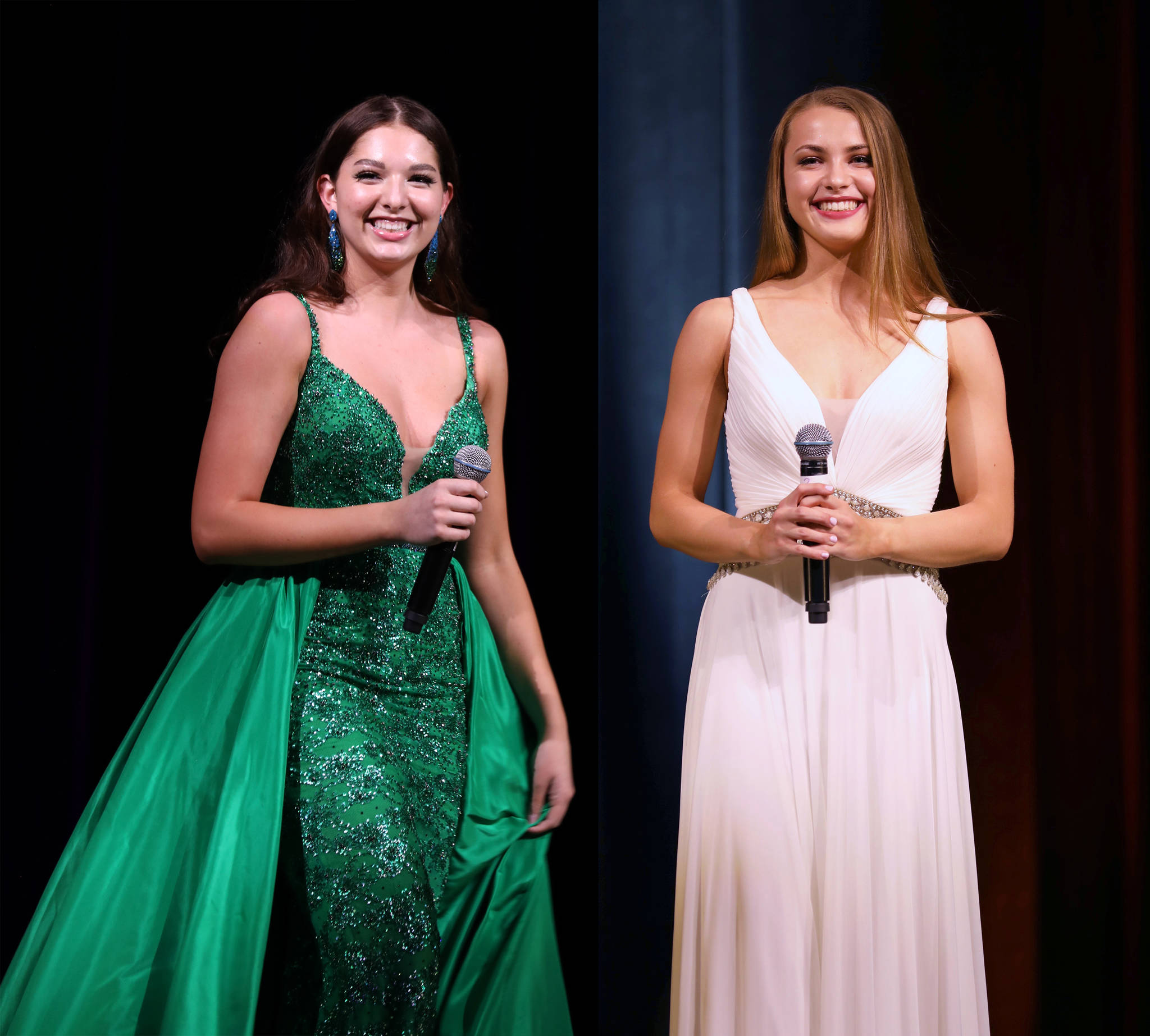Left: Miss Grays Harbor’s Outstanding Teen, Sofia Da Silva of Montesano, was named 3rd runner-up. Right: Miss Bowerman Basin’s Outstanding Teen, Ellie Winkleman of Hoquiam, was awarded the Director’s Award, and the Seeking Sponsors Award. (Photo by Keith Krueger)