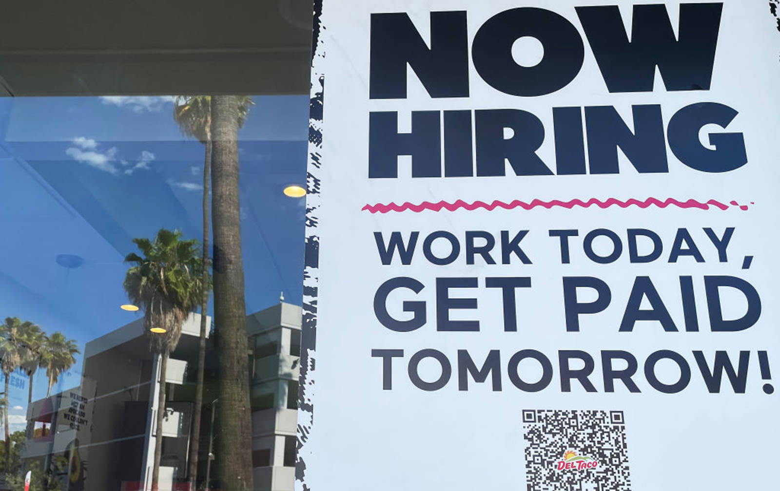 Mario Tama | Getty Images 
A “Now Hiring” sign is displayed at a fast food chain on June 23, 2021 in Los Angeles, Calif. Nearly 650,000 retail workers gave notice in April, the biggest one-month worker exodus in the retail industry in more than 20 years, amid a strengthening job market.