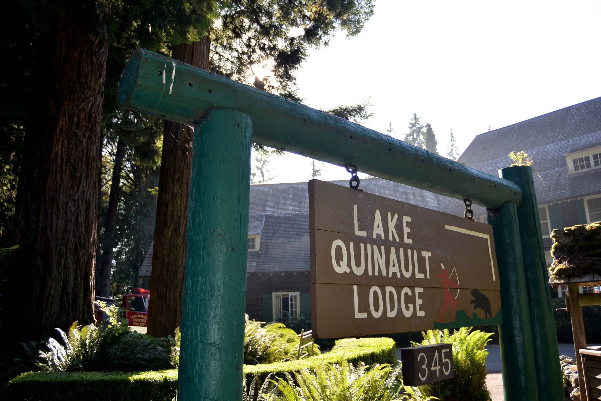 DAVE HAVILAND | THE DAILY WORLD
Smoke was visible from the South Shore Road near Lake Quinault Lodge, crews dowsed the insulation underneath the building and vented the smoke for a couple of hours Saturday afternoon.