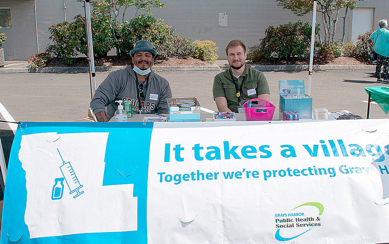 Courtesy of Grays Harbor County Public Health 
Vaccines are abundant and free at multiple providers across Grays Harbor County. Pictured, left, in the above photo is Grays Harbor County Public Health Vaccine and Testing Branch Director Daniel Hannawalt-Morales.