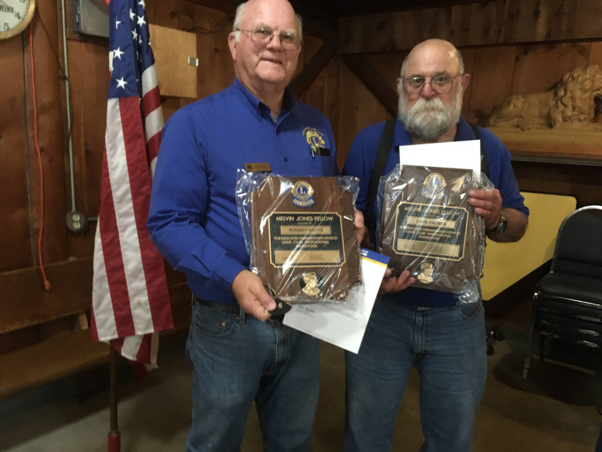 Submitted photo 
Rod Matye, left and Dave Palmer with their Melvin Jones awards