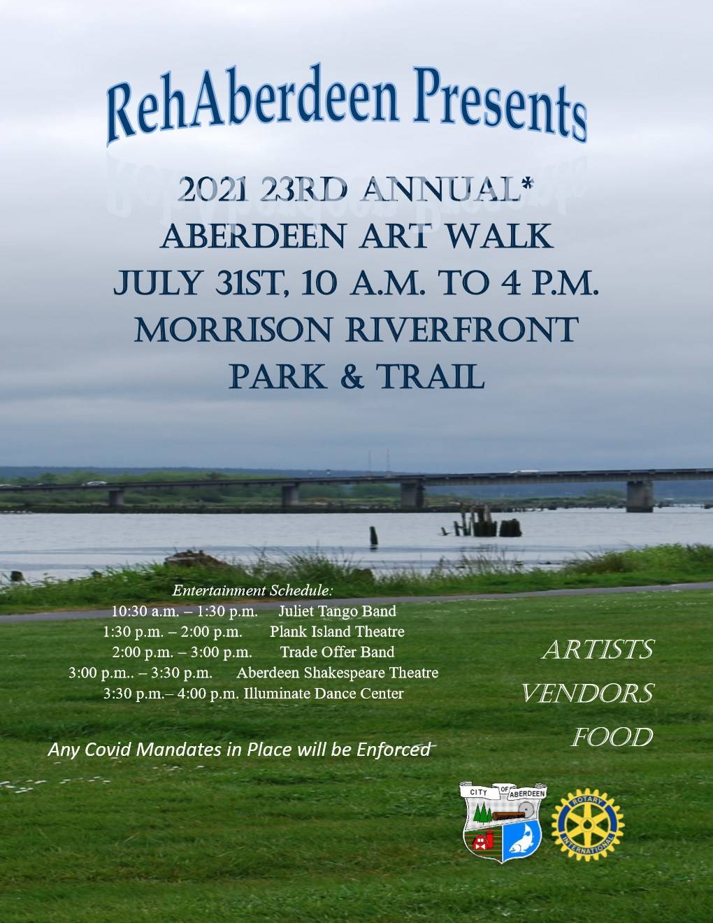ReHABerdeen EVENT FLYER
The 23rd Annual Aberdeen Art Walk is Saturday, July 31, at Morrison Riverfront Park