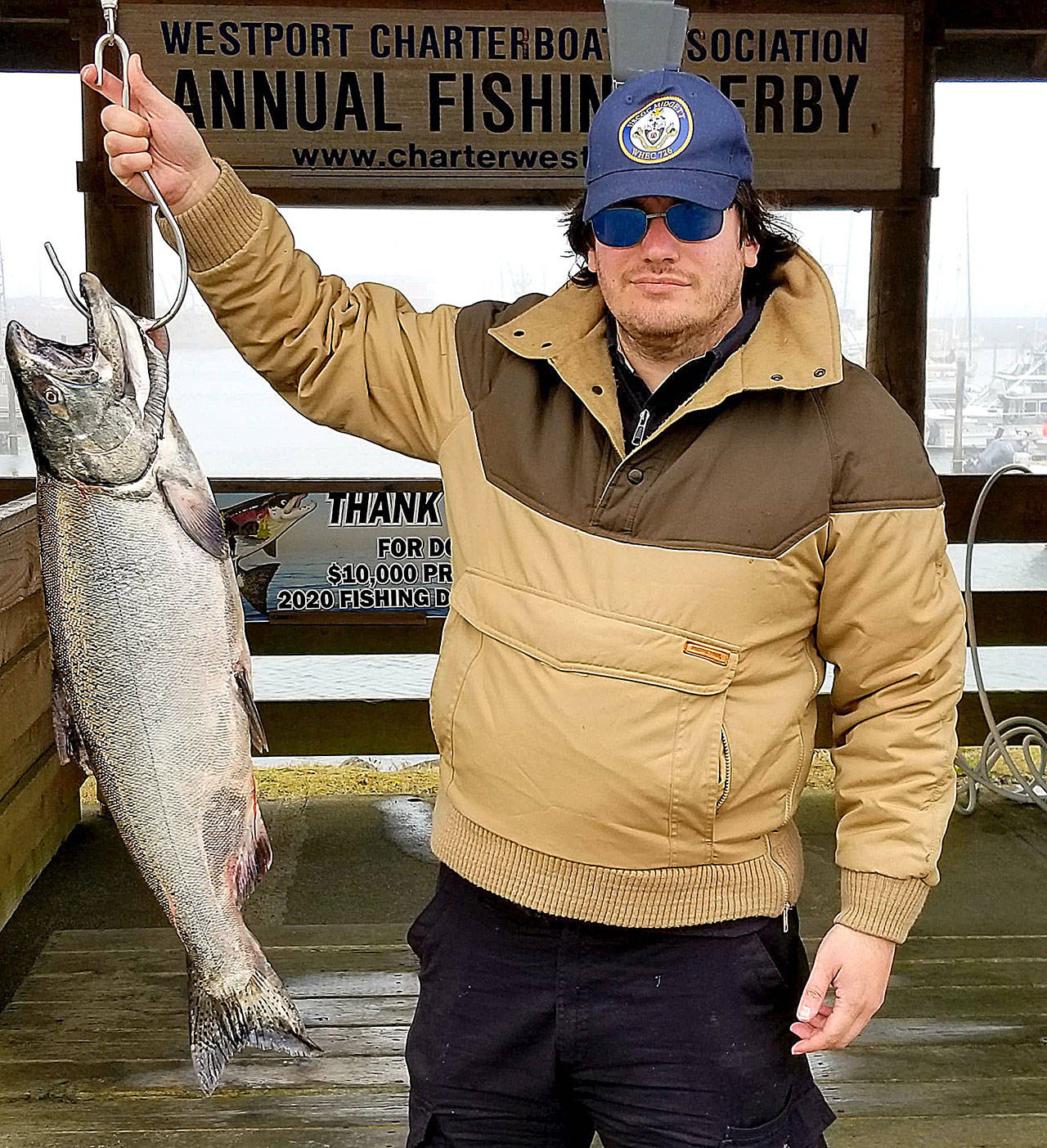Ward B. Johnson of Rohnert Park, California, won the daily Westport Charterboat Association derby Aug. 3 with this 16.95-pound Chinook. Salmon fishing out of Westport goes to seven days a week starting Friday. (Courtesy Westport Weighmaster)