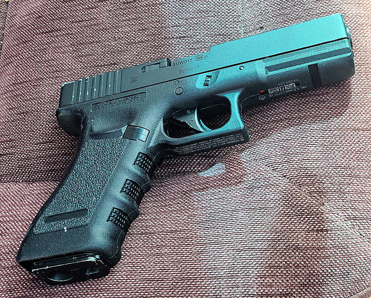 Courtesy of Hoquiam Police Department 
A realistic-looking Glock knockoff air pistol was at the center of a reported shooting on Queets Avenue in Hoquiam Tuesday afternoon.