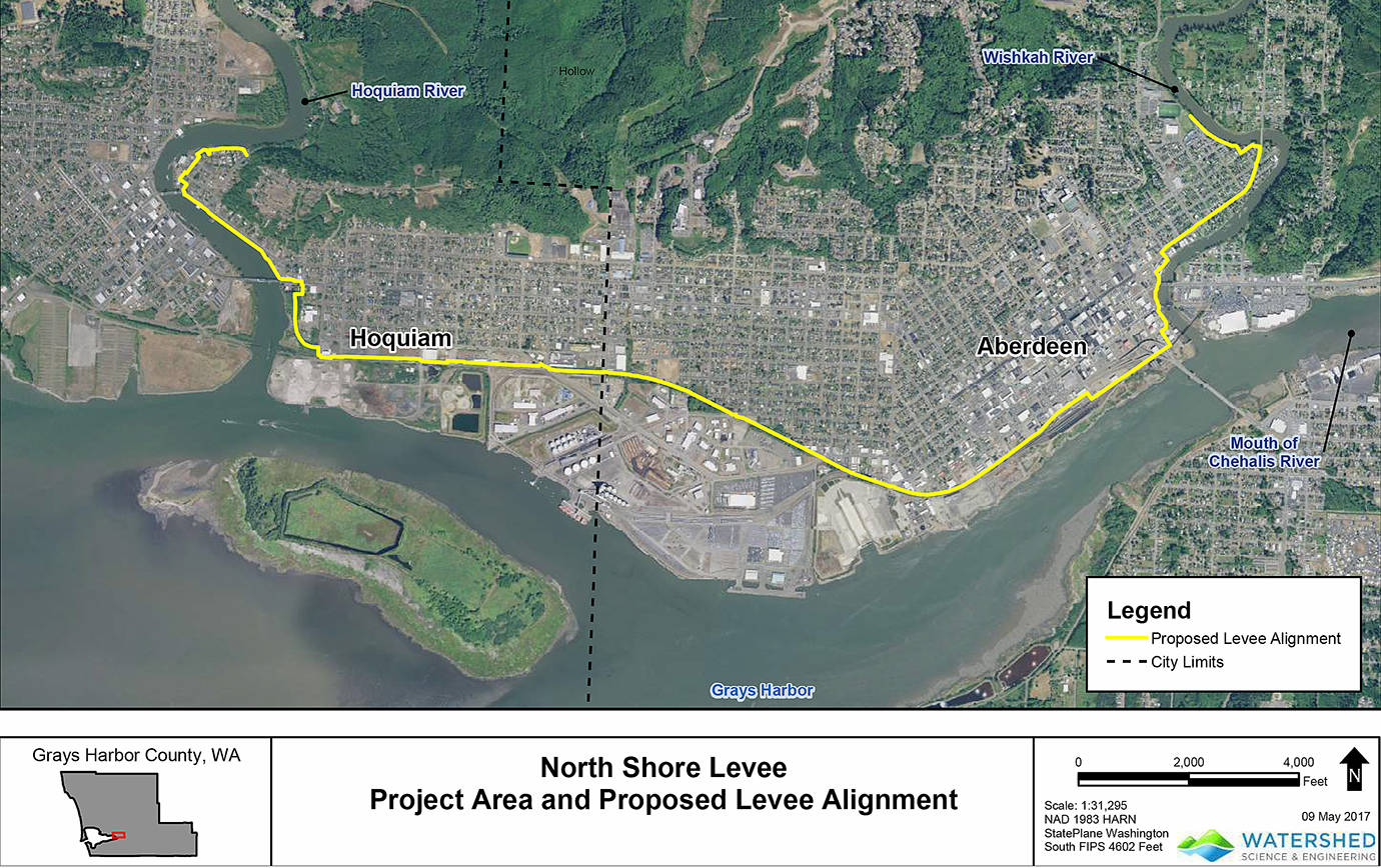 Proposed alignment of the North Shore Levee.