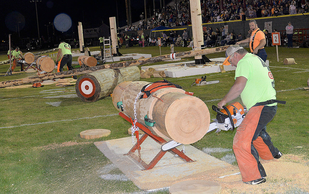 DAN HAMMOCK | THE DAILY WORLD 
Cookies will fall as the power saw competitors return to Olympic Stadium Saturday, Sept. 11, for the 56th installment of Hoquiam Loggers Playday.