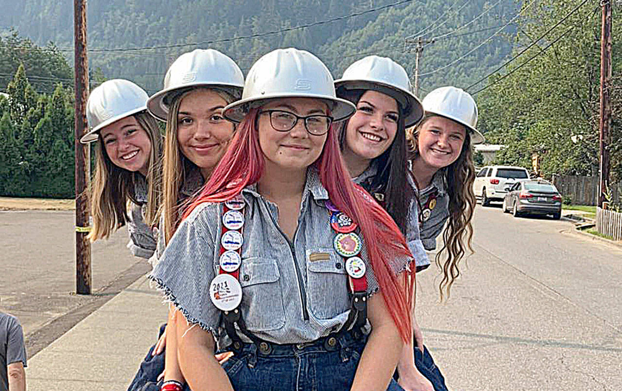 Courtesy photo 
Your 2021 Hoquiam Loggers Playday court: From left, Queen Kamryn Tate Krohn, Yesica Pena, Eva Cummings, Emily Watkins and Payton Pappan.
